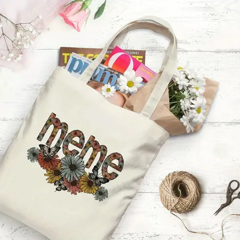 Donna Casual Tela Borsa Tote Grande Capacità Borsa a Mano Estetica Stampata Borsa a Tracolla Giorno Borsa della Spesa