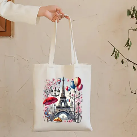 Borsa Tote in Tela da Donna Casual Borsa a Tracolla di Grande Capacità Con Stampa Grafica Carina Borsa a Mano Estetica Quotidiana