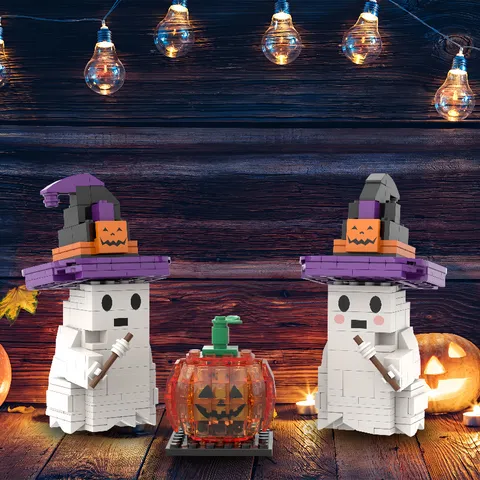 Halloween Ghost Pumpkin Building Blocks Small Particle Interlocking Toys Party Decor Gift