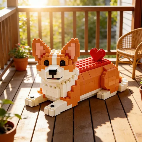 Creative Cute Pet Dog Building Blocks Compatible Brick Toys Heart Corgi Dachshund Golden Retriever Figures Decor