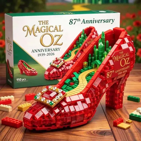 Red Ruby High Heels Building Blocks Set Creative DIY Plastic Brick Model Desktop Ornament Girl Gift Toy