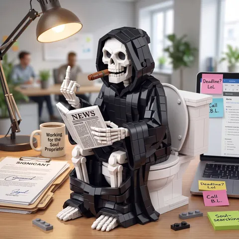 Grim Reaper Skull Building Blocks Toy Halloween Novelty Funny Desk Decoration ABS Plastic Toy Stress Relief Gift For Adults