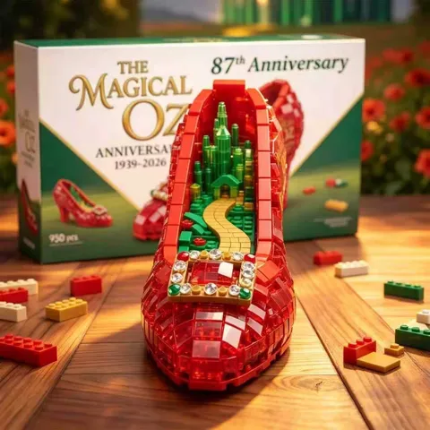 Red Ruby High Heels Building Blocks Set Creative DIY Plastic Brick Model Desktop Ornament Girl Gift Toy