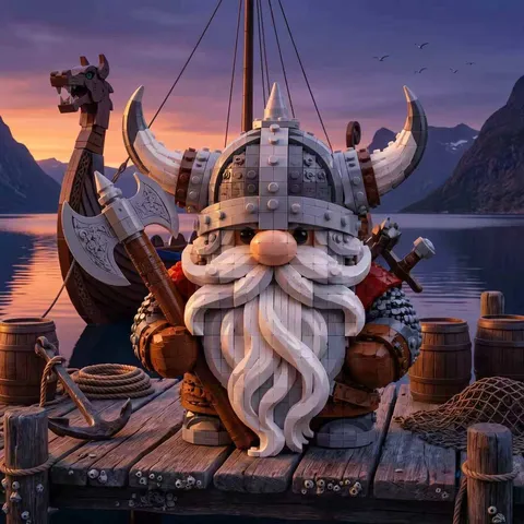 Nordic Viking Gnome Warrior Building Blocks Toy Set Fantasy Dwarf Action Figure Plastic Brick Model Desktop Decor