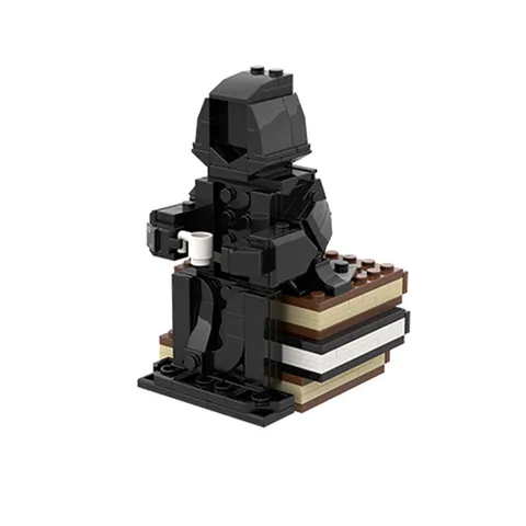 MOC Creative Building Blocks Mysterious Black Robed Man Holding Coffee Book Stack Figurine DIY Educational Toy