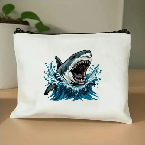 Weißes Canvas Make-up Täschchen Reißverschluss Federmäppchen Tragbare Reise Kosmetiktasche Mehrzweck Aufbewahrungstasche Für Damen Täglichen Gebrauch