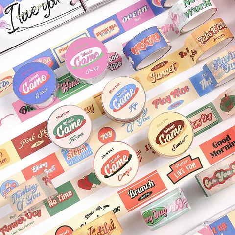 Cinta Washi Vintage Americana Papelería Decorativa Scrapbook DIY Cinta Citas en Inglés Papel de Escritura