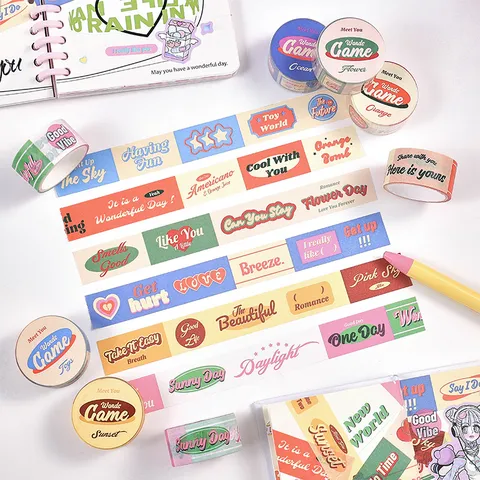 Cinta Washi Vintage Americana Papelería Decorativa Scrapbook DIY Cinta Citas en Inglés Papel de Escritura