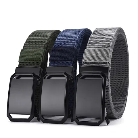 Ceinture Tissée Respirante en PP pour Hommes Tendance Mode Artisanat en Tissu Boucle Automatique en Fer Ceinture Décontractée Quotidienne