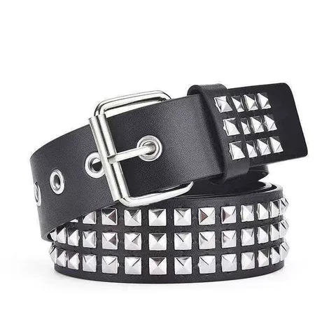 Punk Nietengürtel Für Herren Damen Pyramiden Nieten Kunstleder Gürtel Gothic Rock Streetwear Verstellbare Dornschließe Jeansgürtel