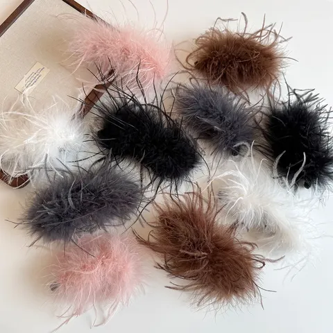 Flauschiger Feder Bananenclip Herbst Winter Volumen Haarnadel Hinterkopf Pferdeschwanz Vertikaler Clip Damen Haarschmuck
