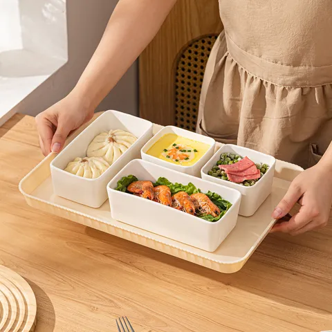 Minimalistisch Keramik Quadratisch Schüssel Küche Essen Vorbereitung Geteilt Schale Mehrschichtige Aufbewahrung Geschirr