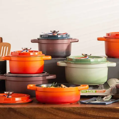 Heat Resistant Ceramic Casserole Pot With Lid Gradient Color Soup Pot For Stewing Porridge Kitchen Cookware