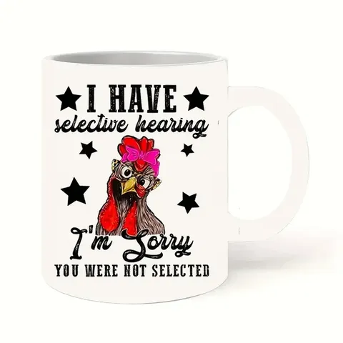 Taza de Café de Cerámica Blanca Divertido Pollo Gallo Patrón de Animales Oficina Taza de Agua Regalo Para Amigos