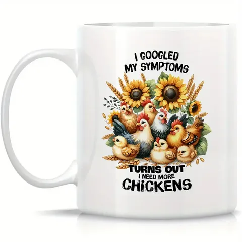 Taza de Café de Cerámica Blanca Divertido Pollo Gallo Patrón de Animales Oficina Taza de Agua Regalo Para Amigos