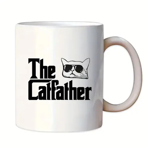 Taza de Café de Cerámica Blanca Lindo Divertido Gato Estampa Taza Novedad Cita Artículos de Bebida Taza de Té para Oficina Hogar Regalo