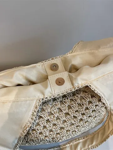 Damen Handgemachte Papierseil Gewebte Tote Bag Hohle Stroh Lässige Umhängetasche Große Kapazität Urlaub Strand Handtasche