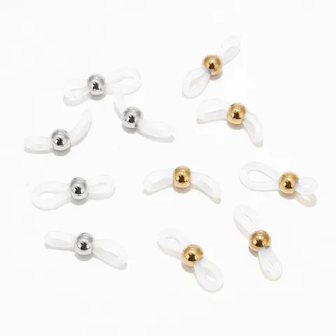 Stainless Steel And Metal Bead Silicone Anti-Slip Rings For Eyewear Chains Mask Lanyard Connectors