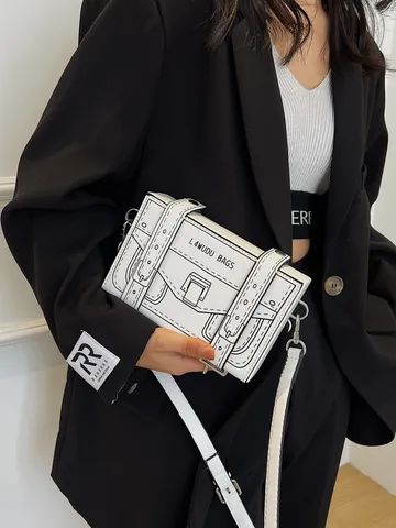 Sac Bandoulière Boîte Créatif Dessin Animé Cuir PU Sac à Épaule Tendance Sac Carré Mode Pour Femmes