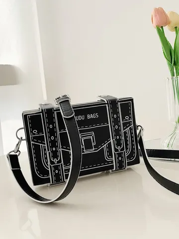 Sac Bandoulière Boîte Créatif Dessin Animé Cuir PU Sac à Épaule Tendance Sac Carré Mode Pour Femmes