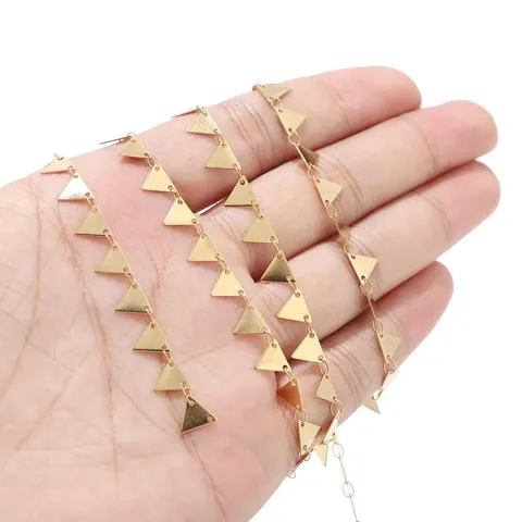 Edelstahl Dreieckkette 18K Vergoldet DIY Schmuckherstellung Komponente Metall Handwerk Kette Für Halskette Armband