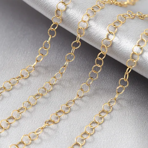 Stainless Steel Open Single Loop O Chain DIY Jewelry Making Material Gold Electroplated Metal Chain Craft Accessory