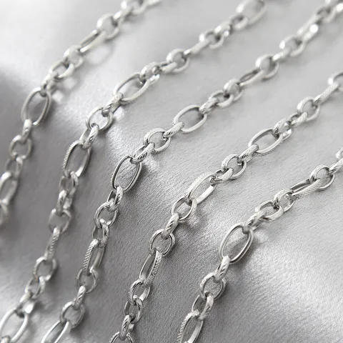Stainless Steel Embossed Cross Chain Vacuum Plated Gold Steel Color DIY Jewelry Necklace Chain Accessories