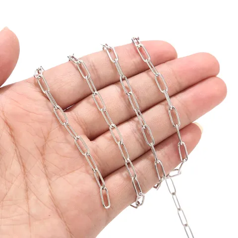 Stainless Steel Long Oval Paperclip Chain Men Necklace Clothing Bag Chain DIY Jewelry Making Accessories
