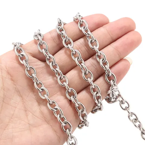 Stainless Steel O Chain Heavy Chunky Hip Hop Bracelet Chain 304 Stainless Steel DIY Jewelry Making Accessories Chain