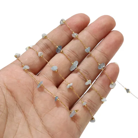 Stainless Steel Gravel Chain Colorful Natural Stone Beaded Chain For Handmade DIY Necklace Jewelry Making Accessories Craft