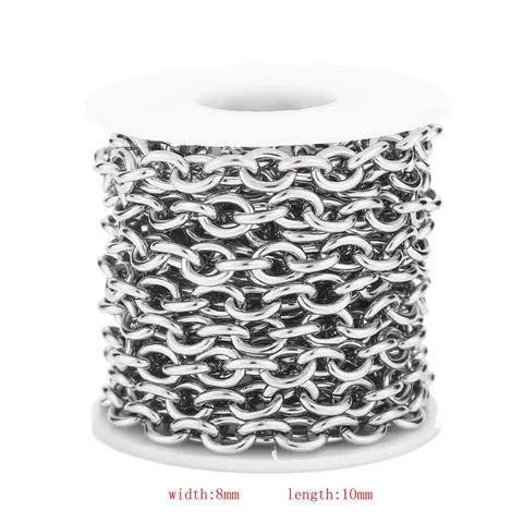 Stainless Steel O Chain Heavy Chunky Hip Hop Bracelet Chain 304 Stainless Steel DIY Jewelry Making Accessories Chain