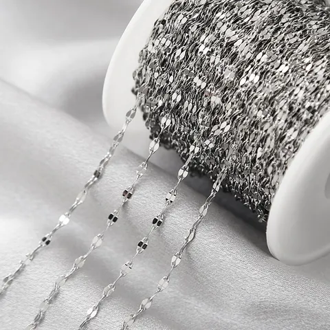 Stainless Steel Lip Chain Cross Chain O Chain Flattened Necklace DIY Jewelry Accessories Gold and Steel Color