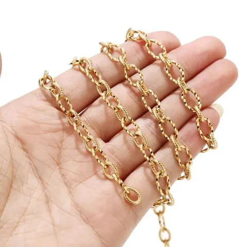 Herren Edelstahl Verdrehte O Link Kette Halskette Übertriebene Mode Schwermetall DIY Schmuck Kette Zubehör