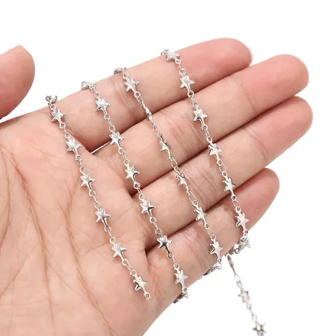 Stainless Steel Star Chain Gold Plated Pentagram DIY Chain Necklace Material Women Jewelry Making Components