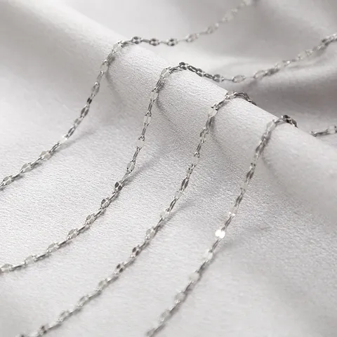 Stainless Steel Lip Chain Cross Chain O Chain Flattened Necklace DIY Jewelry Accessories Gold and Steel Color