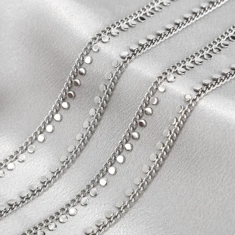 Stainless Steel Side Round Coin Pendant Chain DIY Jewelry Making Necklace Bracelet Metal Chain Accessories