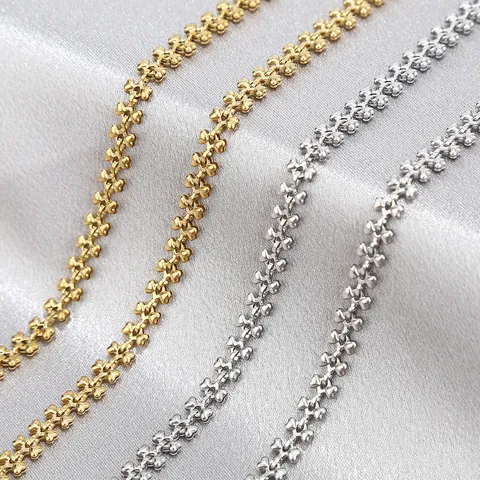 Stainless Steel Heart Link Chain Double Folded Heart Shape DIY Jewelry Necklace Accessory Gold and Steel Tone