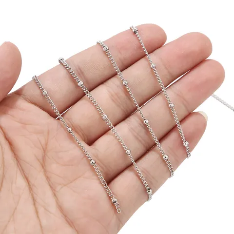 Stainless Steel Beaded Satellite Chain DIY Jewelry Making Supplies Gold And Silver Color Necklace Chain