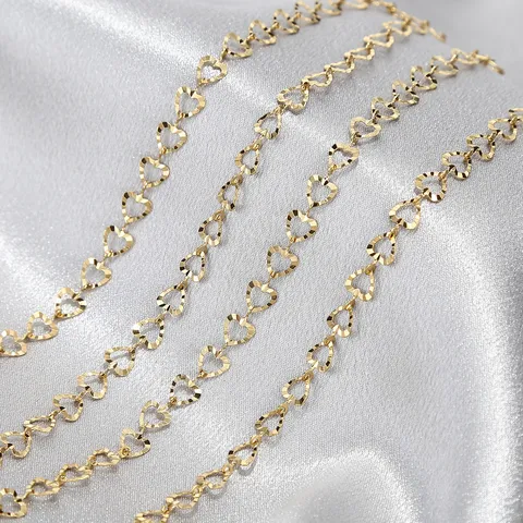 Stainless Steel Handmade Embossed Heart Chain Vacuum Electroplated Non Fading Women Bracelet Anklet DIY Jewelry Chain