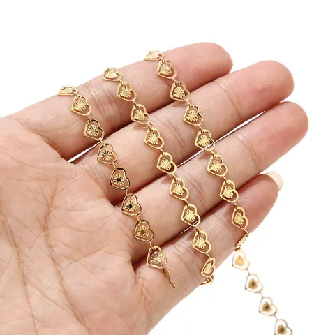 Stainless Steel Gold Silver Plated Hollow Heart Chain Necklace Bracelet DIY Jewelry Making Accessories