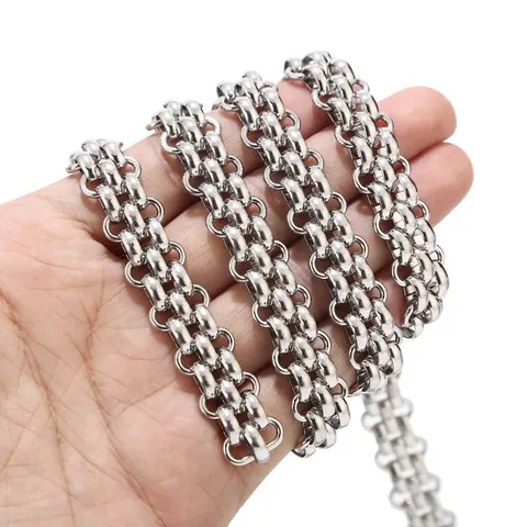 Stainless Steel Double Row Chain DIY Necklace Bracelet Bag Chain Gold Plated Fashion Jewelry Chain Accessory