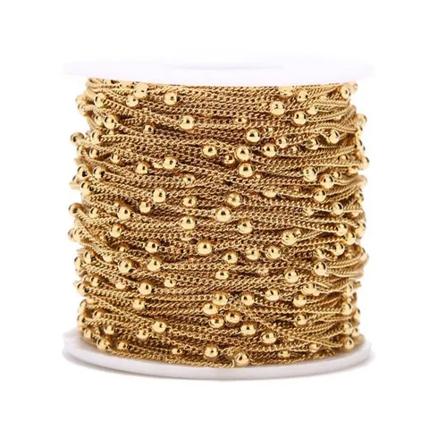 Stainless Steel Ball Bead Chain Satellite Chain For DIY Jewelry Making Necklace Bracelet Anklet Gold Steel Color Accessories