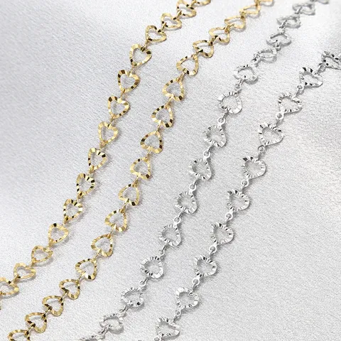 Stainless Steel Handmade Embossed Heart Chain Vacuum Electroplated Non Fading Women Bracelet Anklet DIY Jewelry Chain