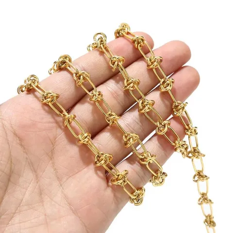 Stainless Steel Chain Open Knot Chain DIY Jewelry Necklace Bracelet Apparel Accessories 18K Gold Plated Metal Chain