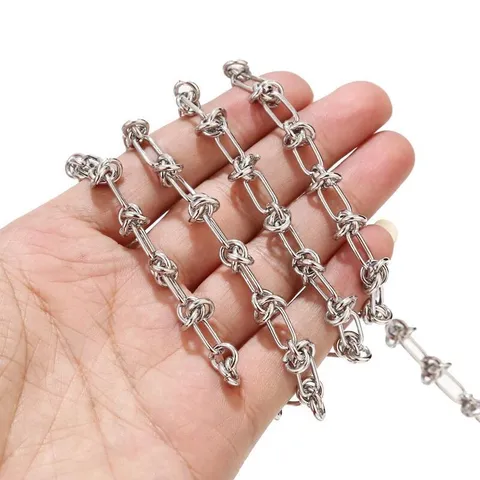 Stainless Steel Chain Open Knot Chain DIY Jewelry Necklace Bracelet Apparel Accessories 18K Gold Plated Metal Chain