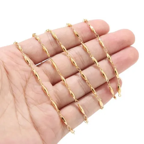 Stainless Steel Bamboo Chain 18K Gold Plated Metal Stick Chain O Chain For Men Handmade DIY Jewelry Making Accessories
