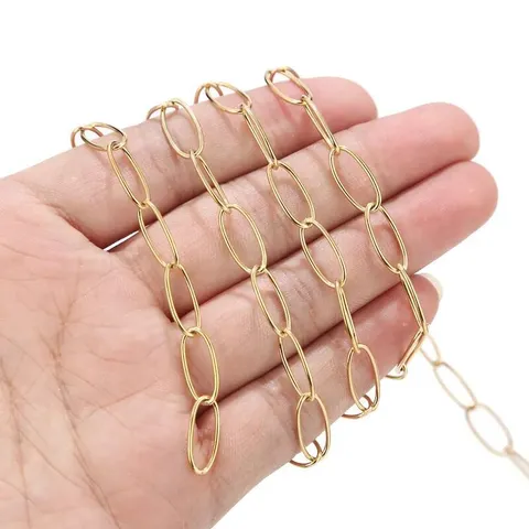 Stainless Steel Oval Smooth Chain DIY Necklace And Bag Chain Vacuum Electroplated Titanium Steel Jewelry Accessory