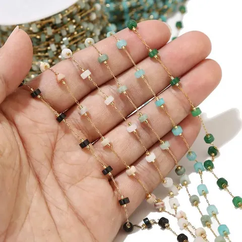 Stainless Steel Beaded Chain 18K Electroplated DIY Jewelry Making Chain Beaded Necklace Bracelet Apparel Accessory