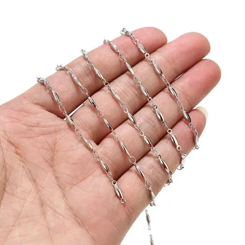 Stainless Steel Bamboo Chain 18K Gold Plated Metal Stick Chain O Chain For Men Handmade DIY Jewelry Making Accessories