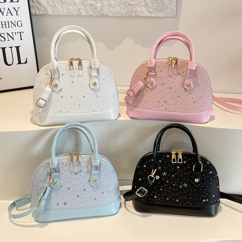 Bolso de Mano Concha de Cuero PU de Moda para Mujer Elegante Estampado de Estrellas Bolso de Hombro Casual Diario